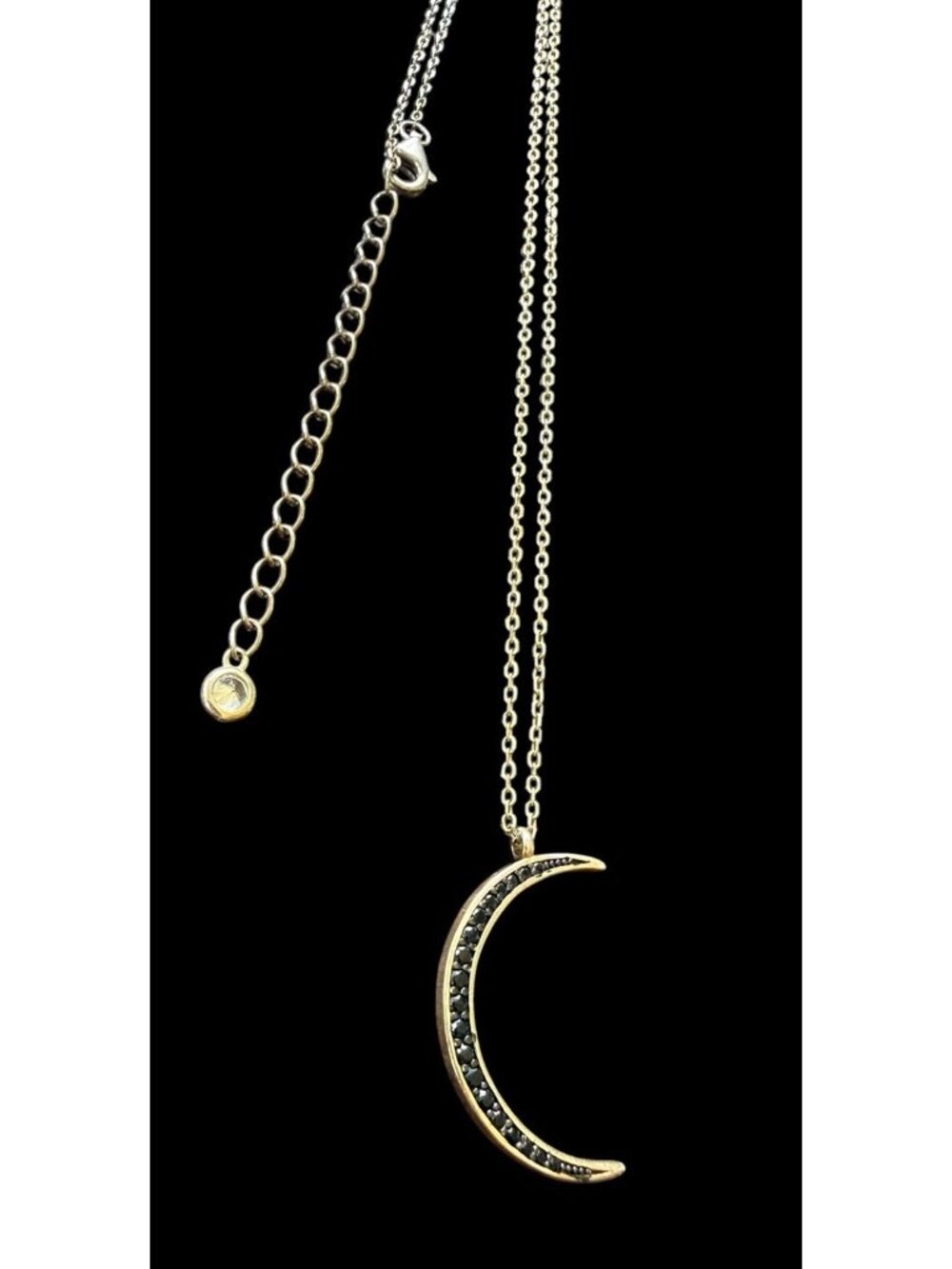 925 Sterling Silver Crescent Moon Pendant Chain Necklace Adjustable